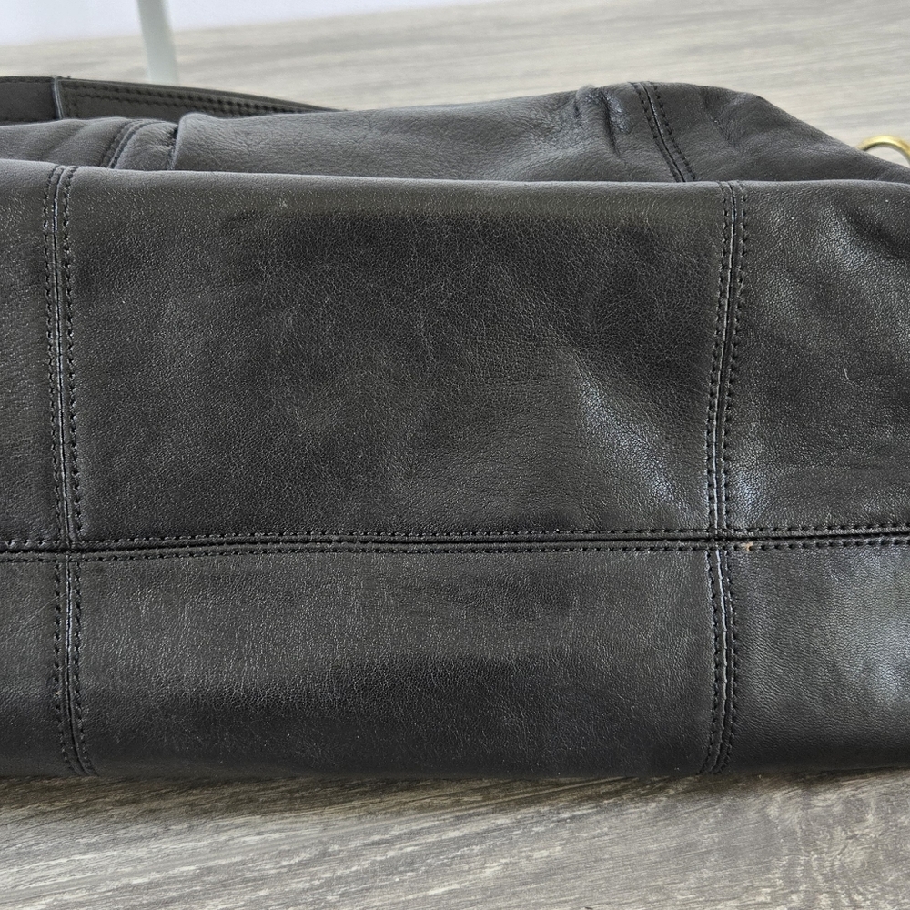 Coach Ashley Handbag Black Leather Python Trim Sh… - image 8